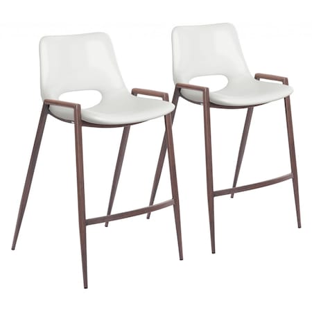 Homeroots Retro Modern Funk Counter Chairs, White, 2PK 396500
